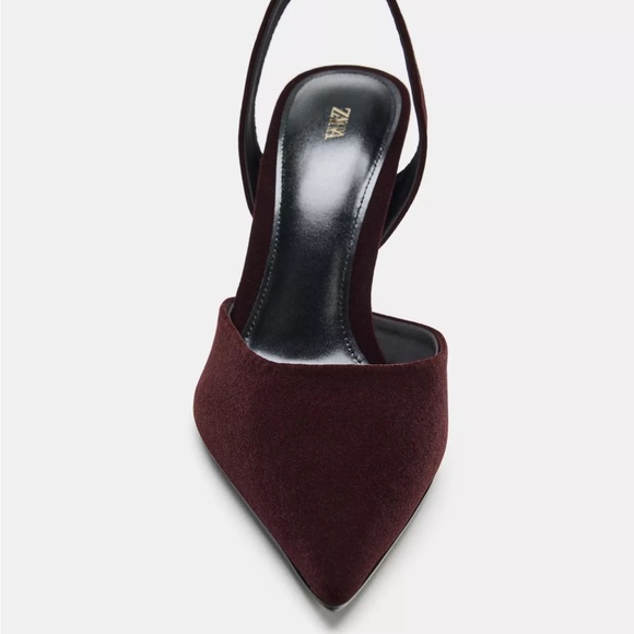 Zara Velvet Burgundy Slingback Heels - Picture 5 of 6